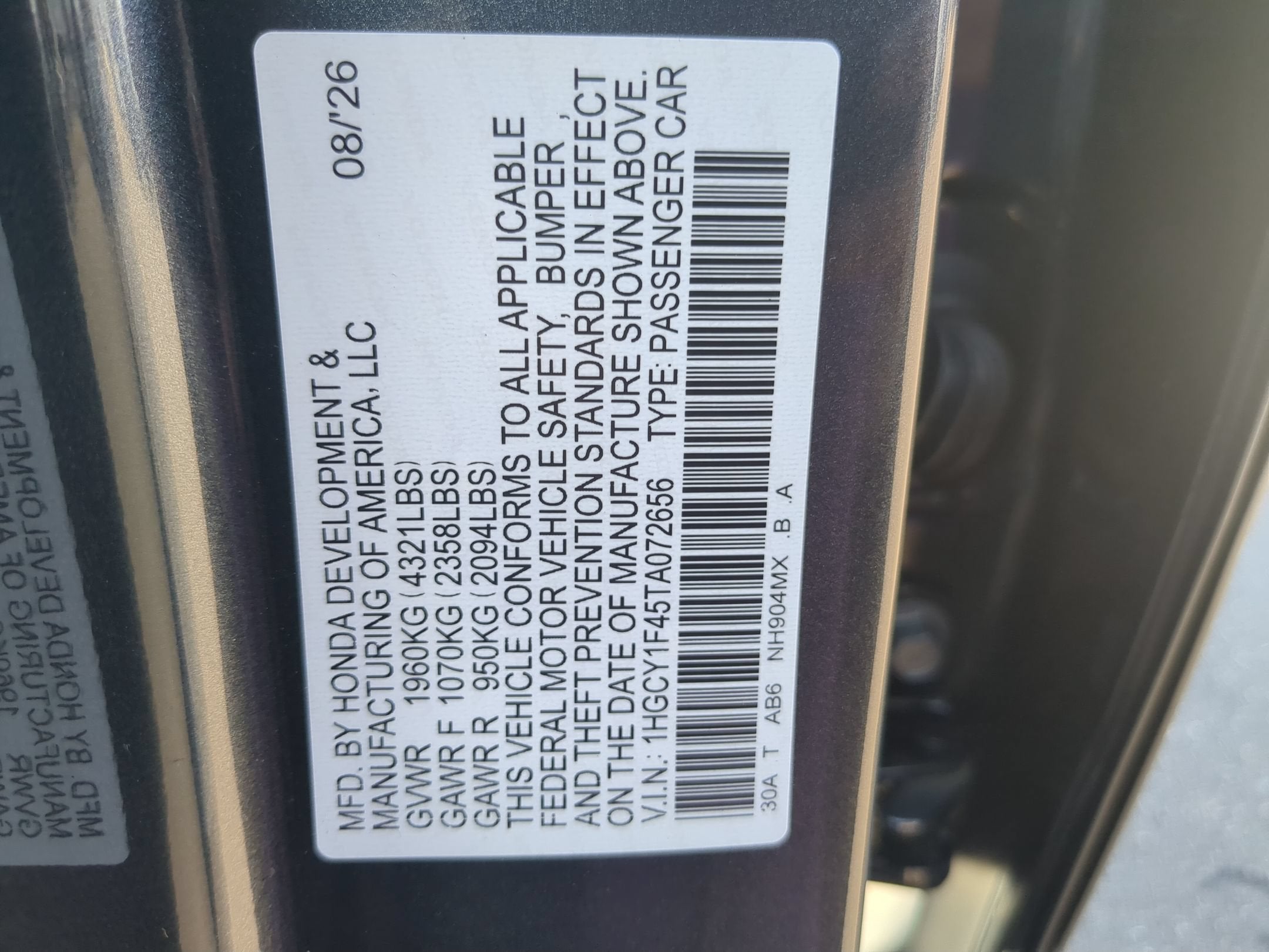 2026 Honda Accord Sedan SE