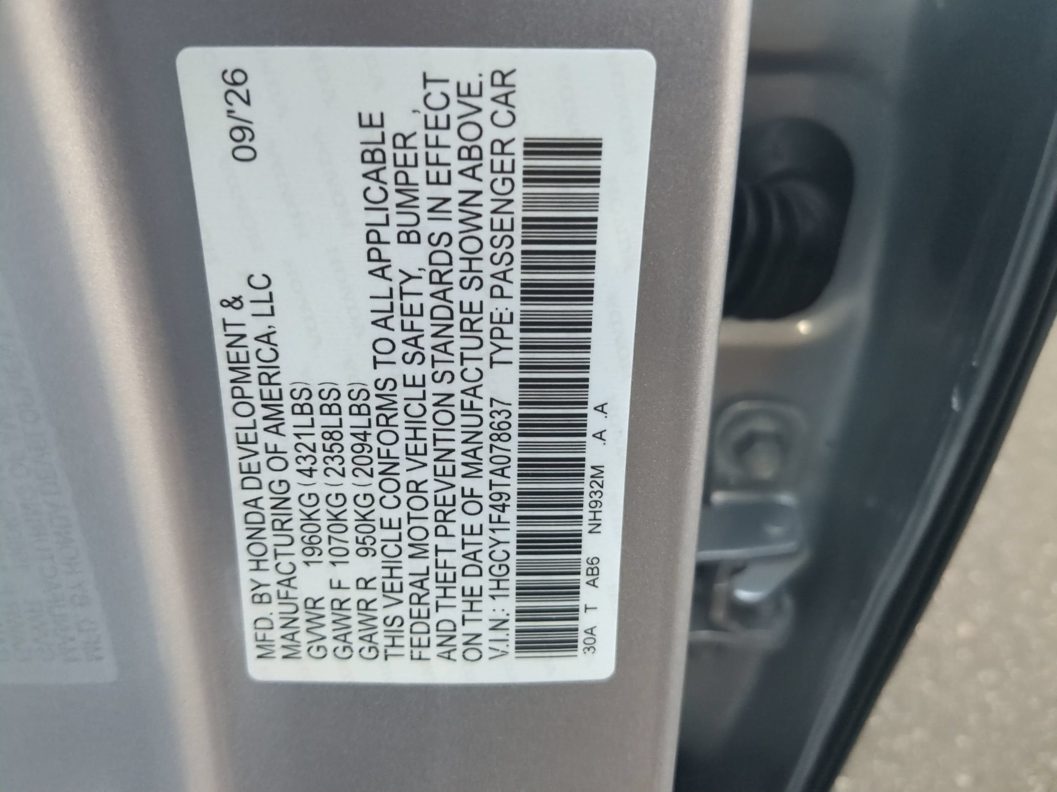 2026 Honda Accord Sedan SE