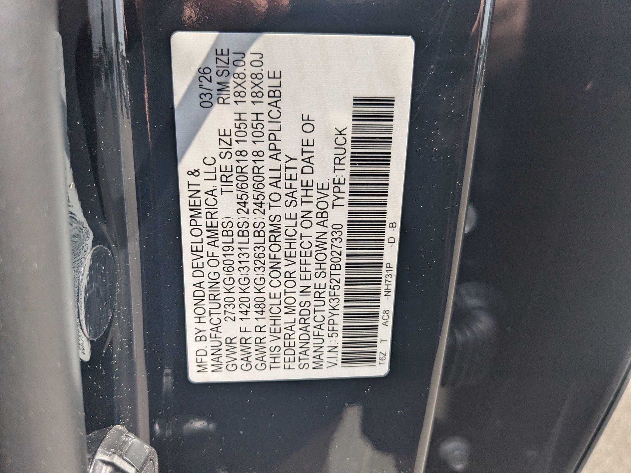 2026 Honda Ridgeline RTL