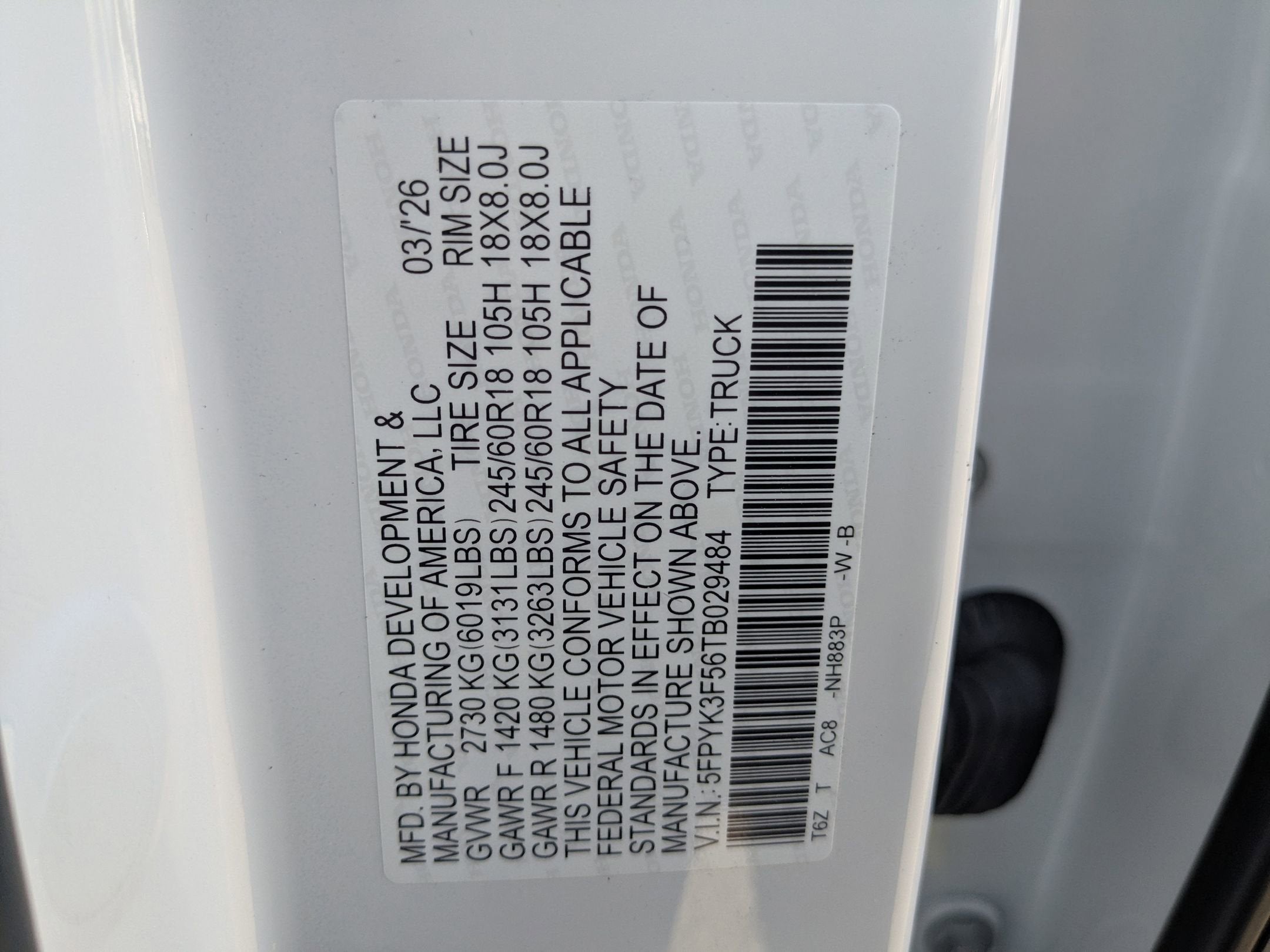 2026 Honda Ridgeline RTL