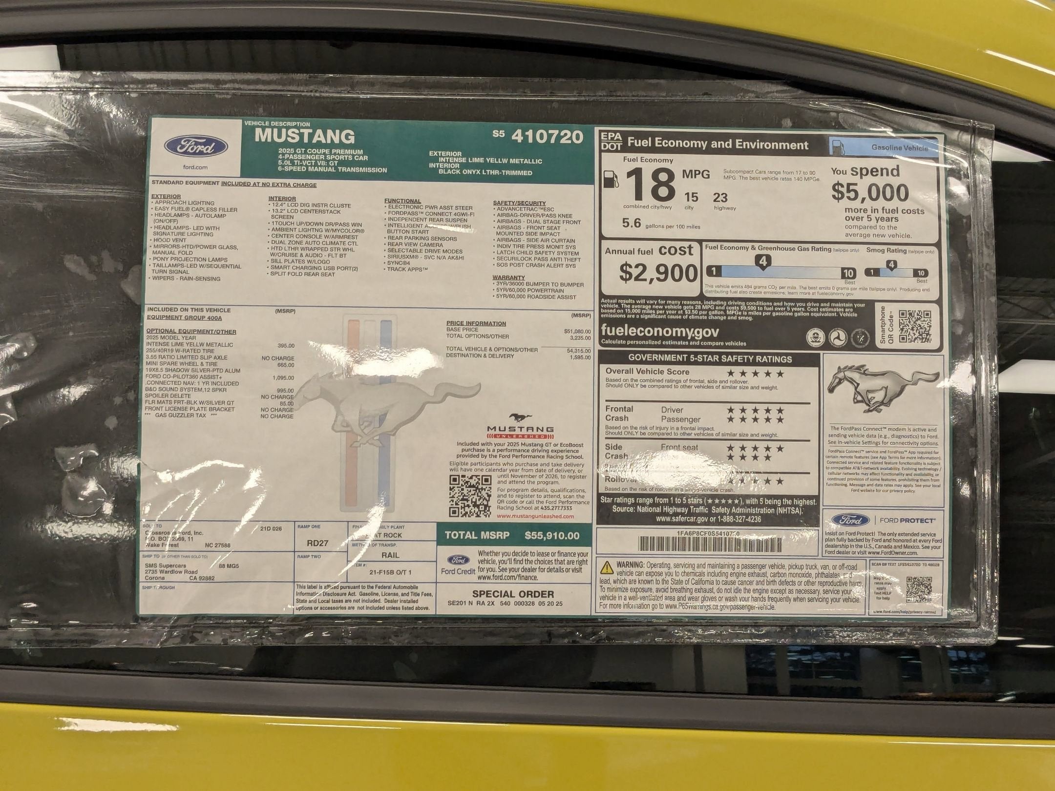 2025 Ford Mustang Saleen Yellow Label