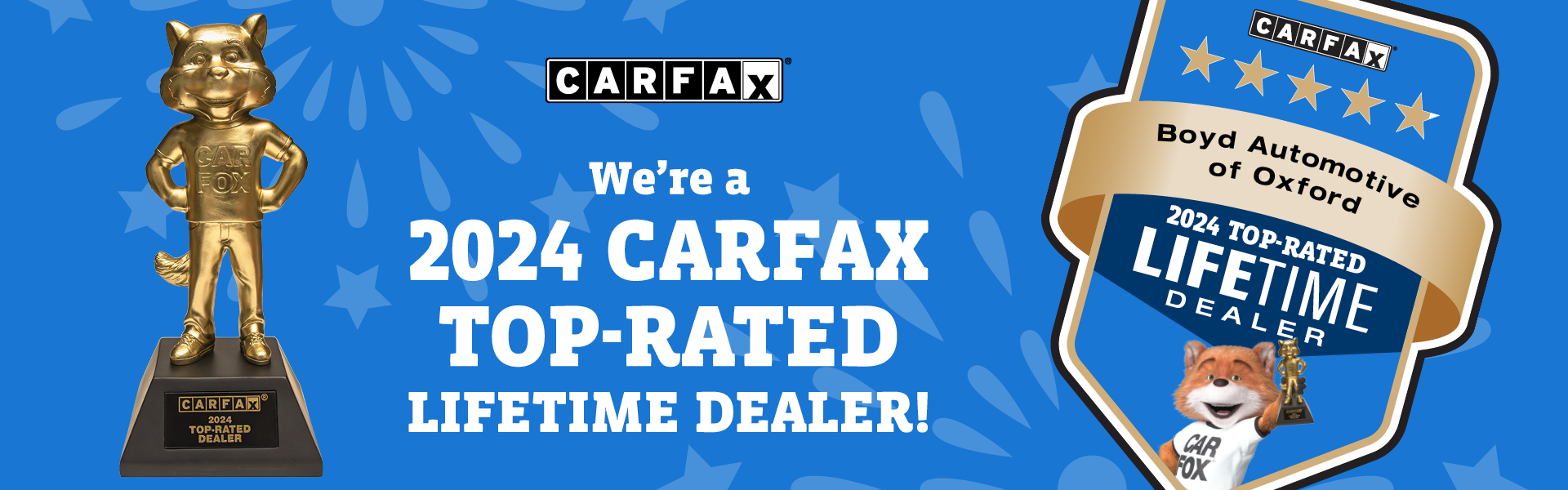 CarFax 2024 Top-Rated Dealer blue background