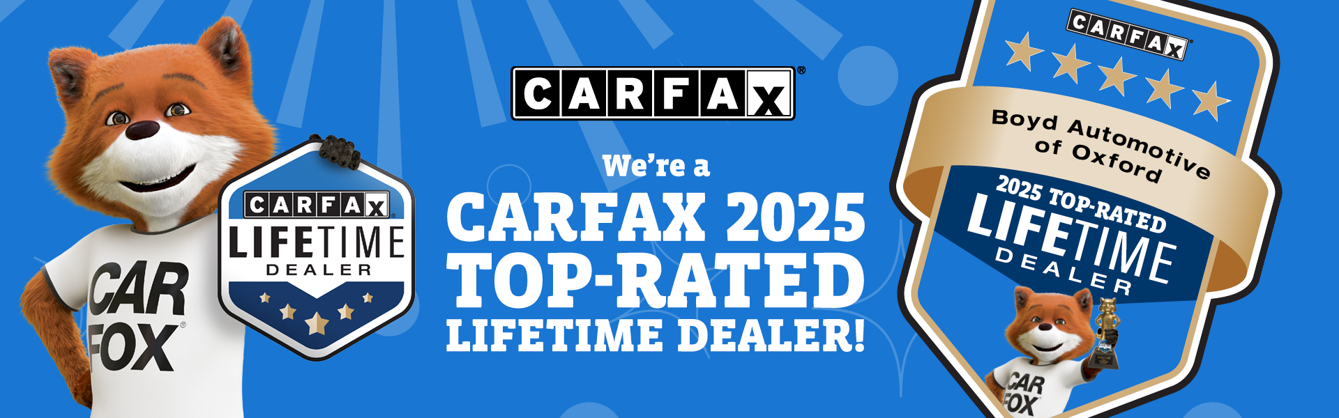 CarFax 2024 Top-Rated Dealer blue background